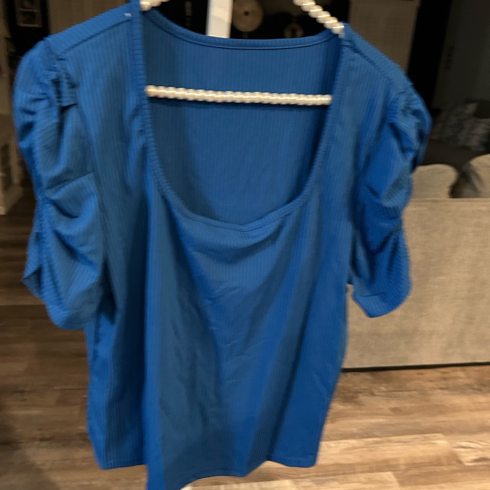 SHEIN Royal Blue Puff Sleeve Blouse